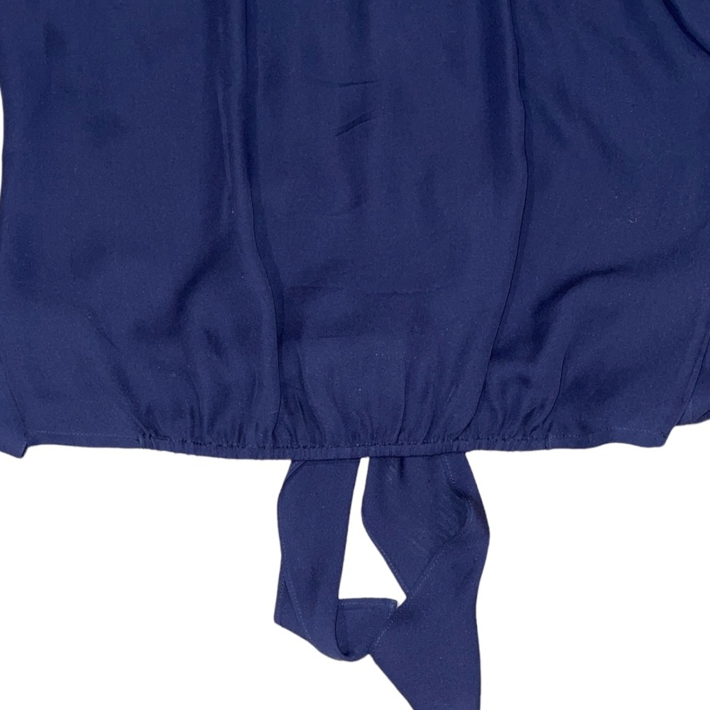 Theory Navy Women’s Silk Orencia Tie Front Blouse Size Small - Picture 6 of 6